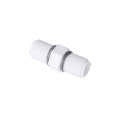 Níple Plástico Branco 1/4" x 1/4" - Rosca NPT - Com O'ring