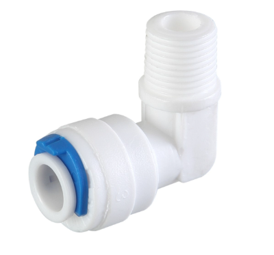 Cotovelo Plát.c/Eng.Ráp.Rosca 3/8" NPT x Mang. Fina (1/4")